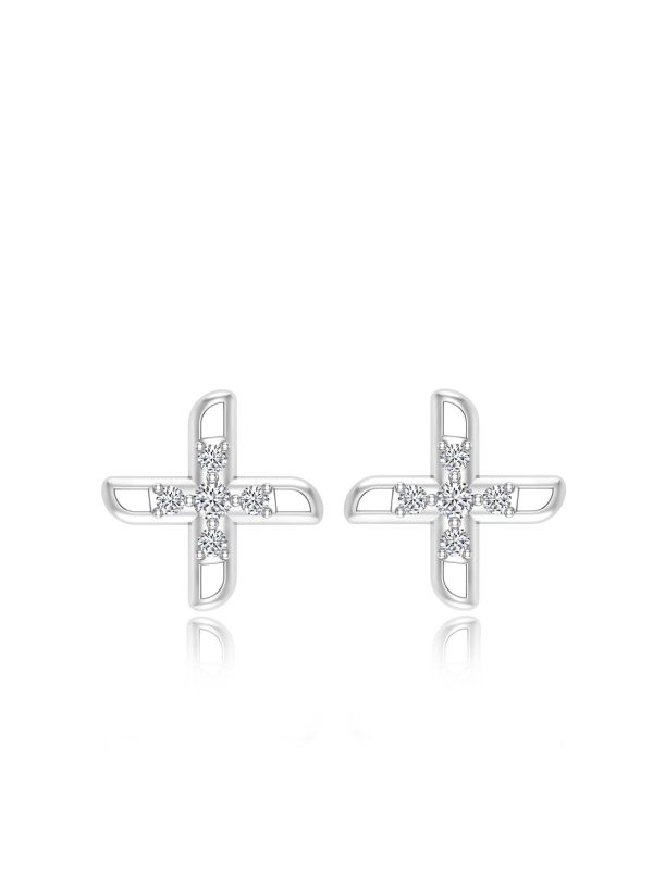 Silgo 925 Sterling Silver Cubic Zirconia Rhodium Plated Stud Earrings For Women