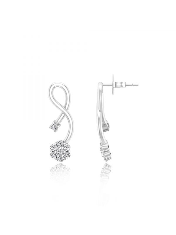 Silgo 925 Sterling Silver Rhodium Cubic Zirconia Plated Stud Earrings For Women