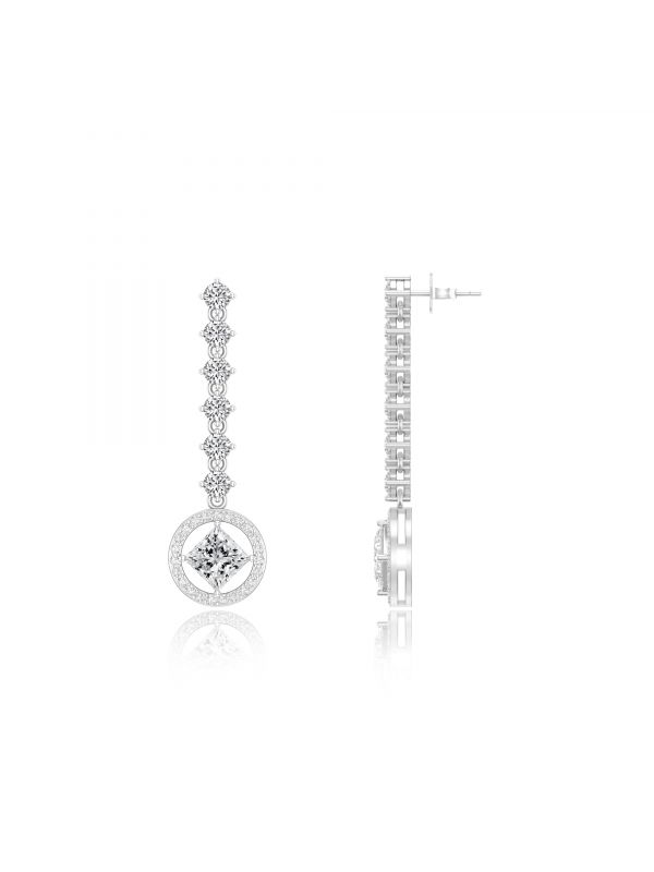 Silgo 925 Sterling Silver Rhodium Plated Cubic Zirconia Dangle Earrings For Women Gift