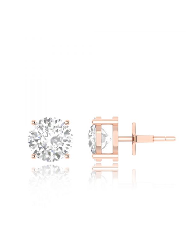 Silgo 925 Sterling Silver Cubic Zirconia Rose Gold Plated Round Stud For Women
