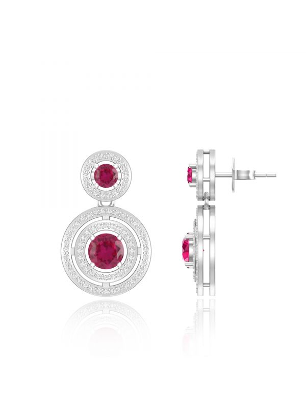 Silgo 925 Sterling Silver Pink Cubic Zirconia Rhodium Plated Dangle Earrings For Women