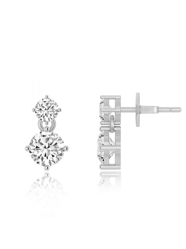 Silgo 925 Sterling Silver Rhodium Plated Cubic Zirconia Earrings For Women