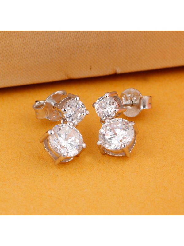 Silgo 925 Sterling Silver Rhodium Plated Cubic Zirconia Earrings For Women