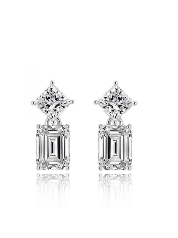 Silgo 925 Sterling Silver Cubic Zirconia Rhodium Plated Women Dangle Earrings