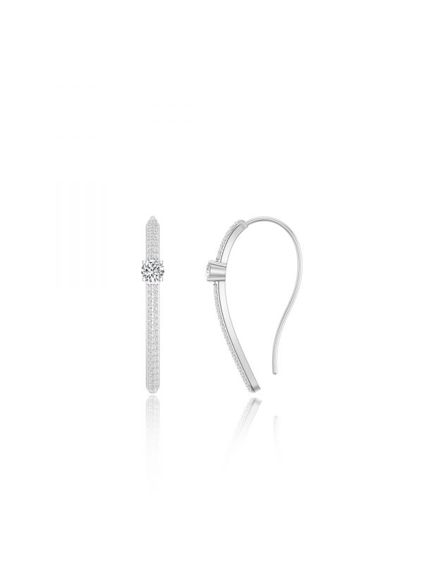 Silgo 925 Sterling Silver Rhodium Plated Cubic Zirconia Hook Wire Earrings For Women