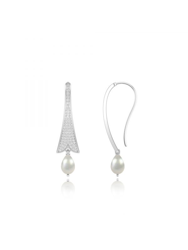 Silgo 925 Sterling Silver Rhodium Plated Cubic Zirconia Hook Wire Earrings For Women Girls