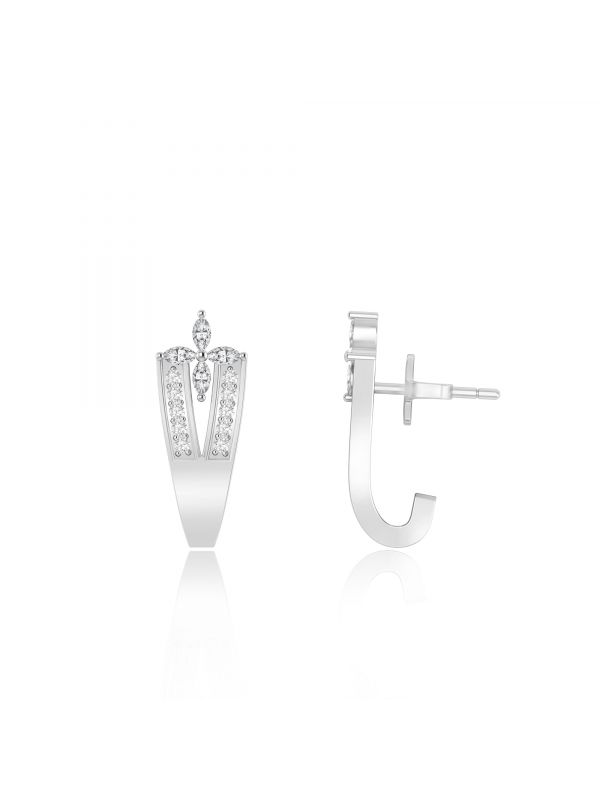 Silgo 925 Sterling Silver Cubic Zirconia Rhodium Plated Stud Women Earrings