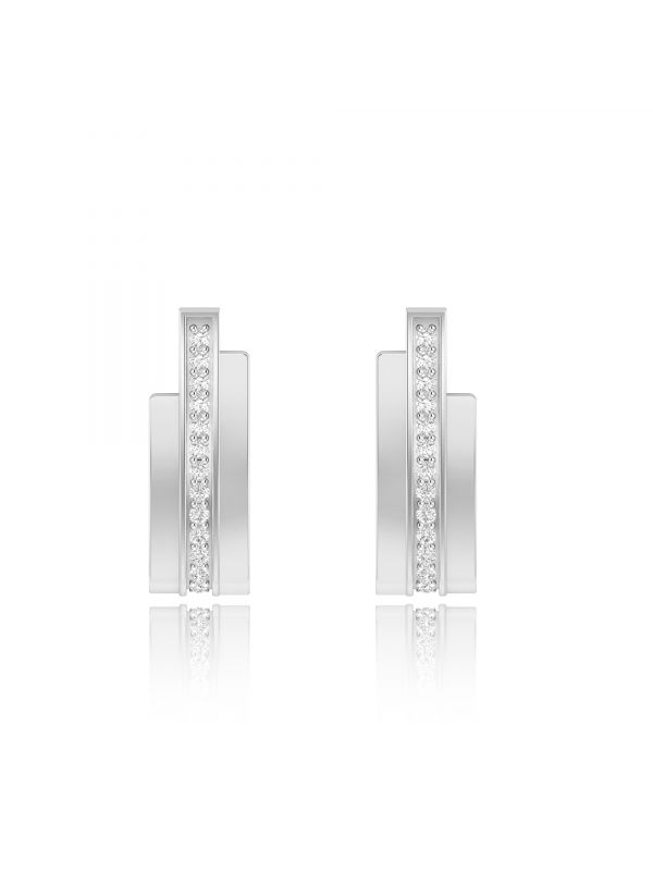 Silgo 925 Sterling Silver Rhodium Plated Cubic Zirconia Stud Earrings Jewellry