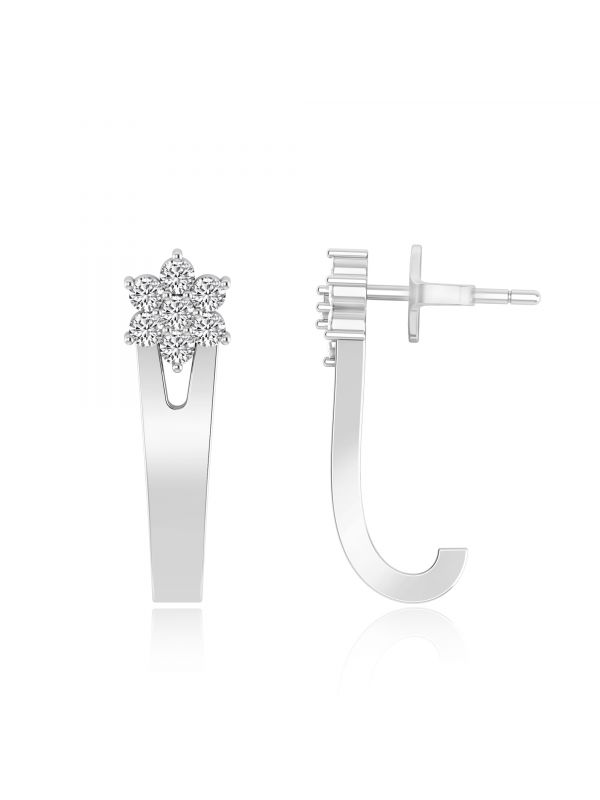 Silgo 925 Sterling Cubic Zirconia Rhodium Plated Stud Earrings Jewellry