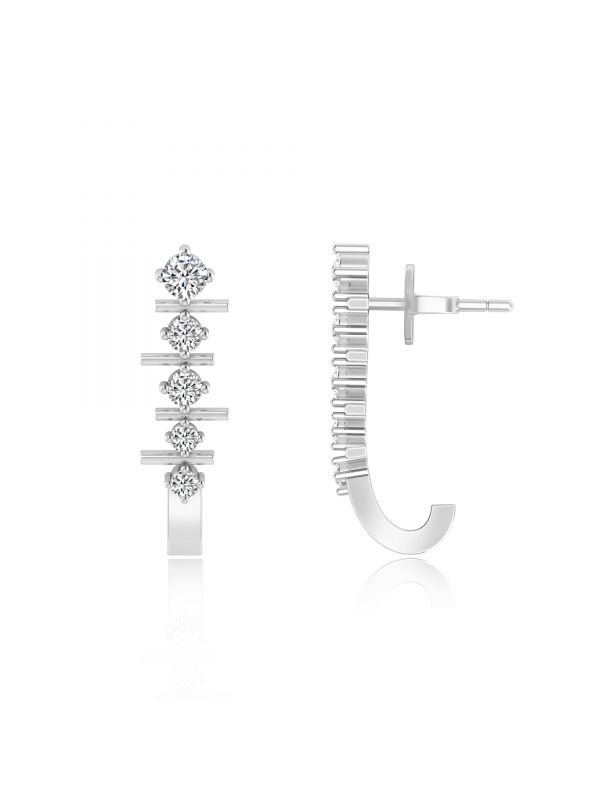 Silgo 925 Sterling Silver Rhodium Plated Cubic Zirconia Stud Women Earrings Jewellry