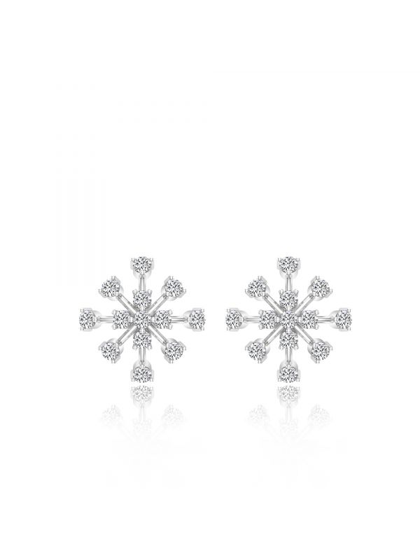 Silgo 925 Sterling Cubic Zirconia Rhodium Silver Plated Stud Earrings For Women