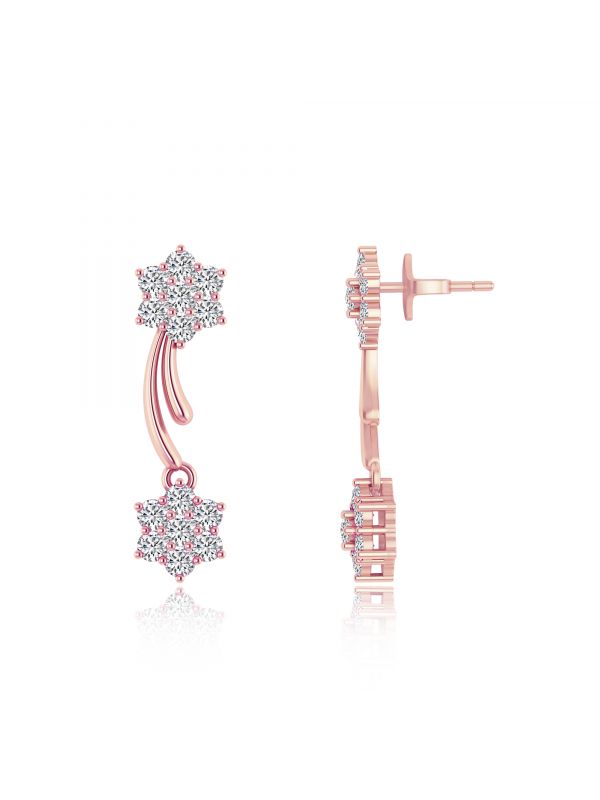 Silgo 925 Sterling Silver Cubic Zirconia Rose Gold Plated Women Stud Earrings
