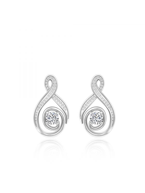 Silgo 925 Sterling Silver Rhodium Plated Cubic Zirconia Casual Stud Earrings For Women