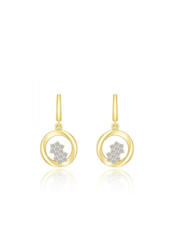 Silgo 925 Sterling Silver Cubic Zirconia Yellow Gold Plated Women Dangle Earrings