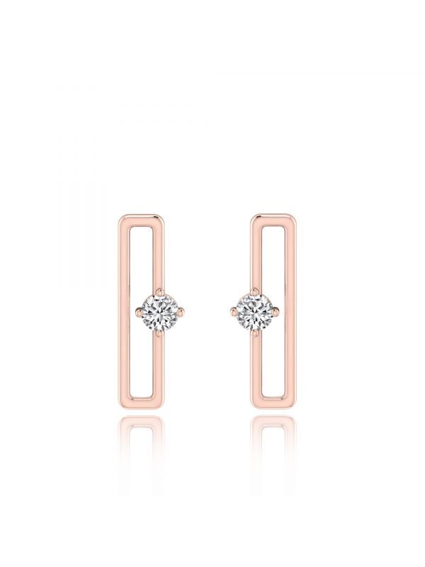 Silgo 925 Sterling Silver Rose Gold Plated Cubic Zirconia Women Stud Earrings