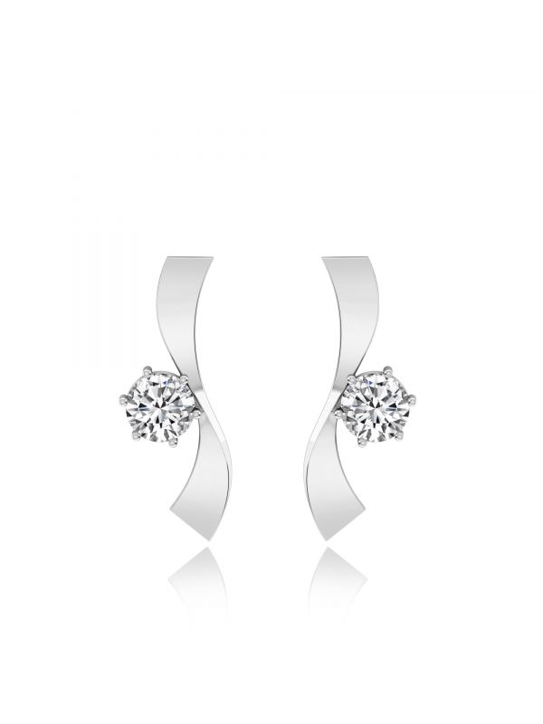 Silgo 925 Sterling Silver Rhodium Plated Cubic Zirconia Ladies Stud Earrings Jewellry