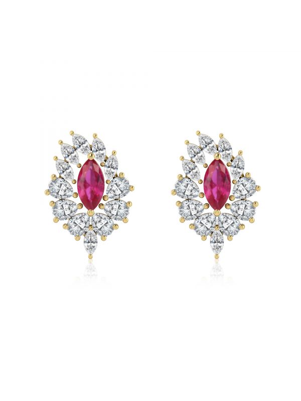 Silgo 925 Sterling Silver Yellow Gold Plated Blue Cubic Zirconia Stud Earrings