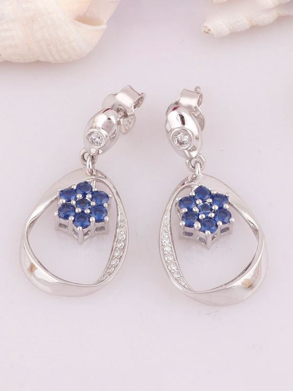 Silgo 925 Sterling Silver Cubic Zirconia Rhodium Plated For Women Dangle Earring
