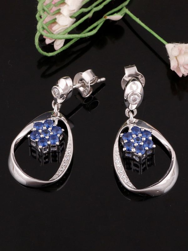 Silgo 925 Sterling Silver Cubic Zirconia Rhodium Plated For Women Dangle Earring