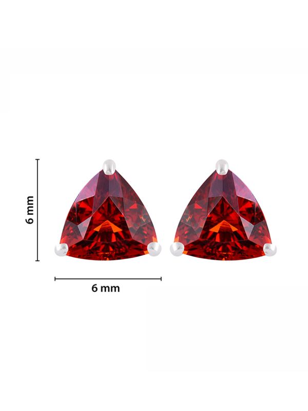 925 Silver White 6X6 MM Natural Gemstone Rhodium Plated Stud Earrings