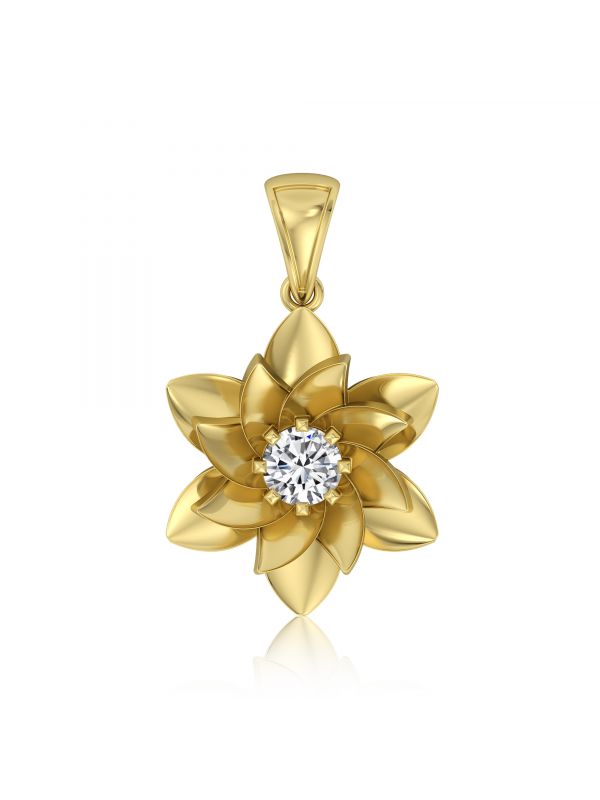 Silgo 925 Sterling Silver Gold Plated Cubic Zirconia Flower Pendant for Women