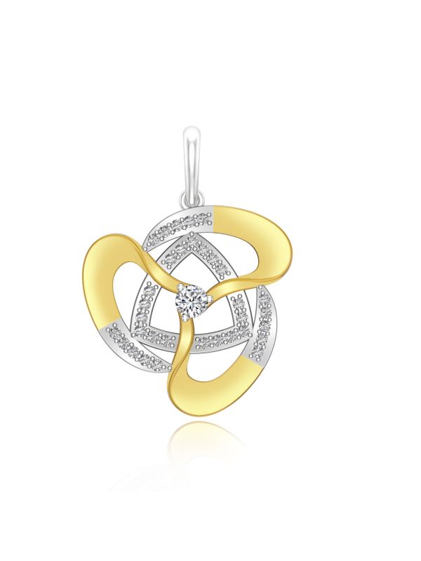Silgo 925 Sterling Silver Yellow Gold Plated Cubic Zirconia Women Pendant