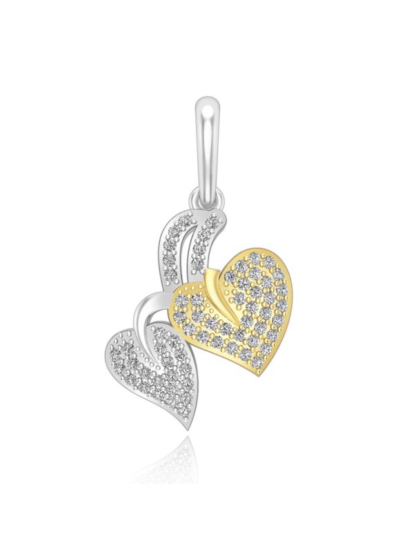 Silgo 925 Sterling Silver Two Toned Heart Shape Cubic Zirconia Pendant Jewelry
