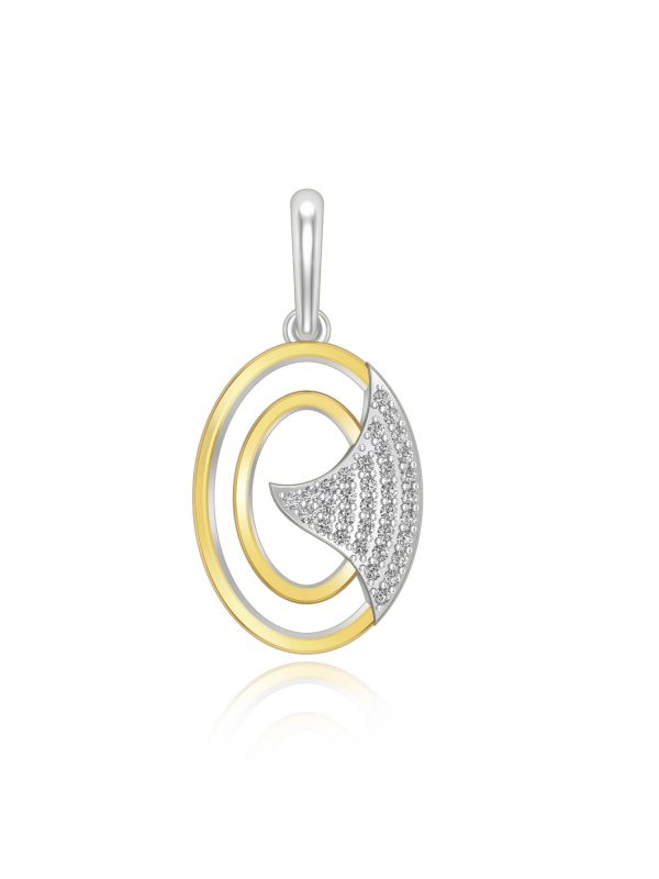 Silgo 925 Sterling Silver Yellow Gold Plated Cubic Zirconia Pendant for Women Jewelry