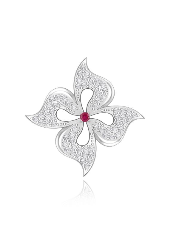 Silgo 925 Sterling Silver Rhodium Plated Pink Cubic Zirconia Women Pendant Gift for Girls Jewelry