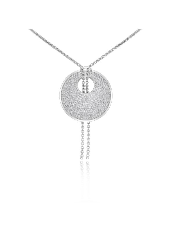 Silgo 925 Sterling Silver Cubic Zirconia Rhodium Plated Women Pendant with Chain Jewelry