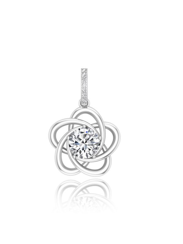 Silgo 925 Sterling Silver Women Pendant | Flower Design | with Cubic Zirconia Stone & Rhodium Plated | Perfect for Gift