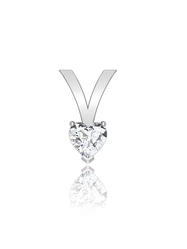 Silgo 925 Sterling Silver Heart Shape Cubic Zirconia Rhodium Plated Solitaire Pendant Jewelry Jewelry