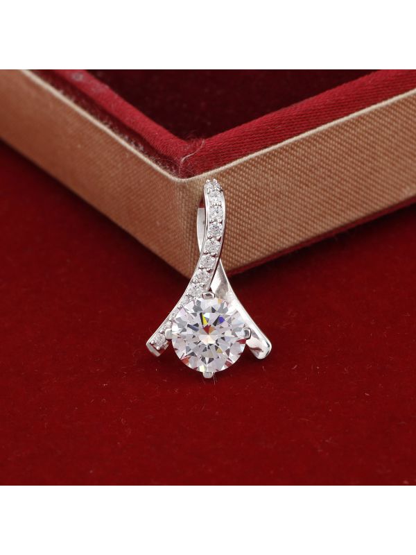 Silgo 925 Sterling Silver White Cubic Zirconia Rhodium Plated Pendants for Girl