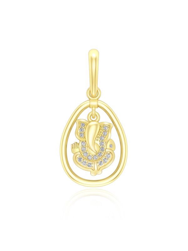Silgo 925 Sterling Silver Lord Ganesha Yellow Plated Cubic Zirconia Pendant Jewelry