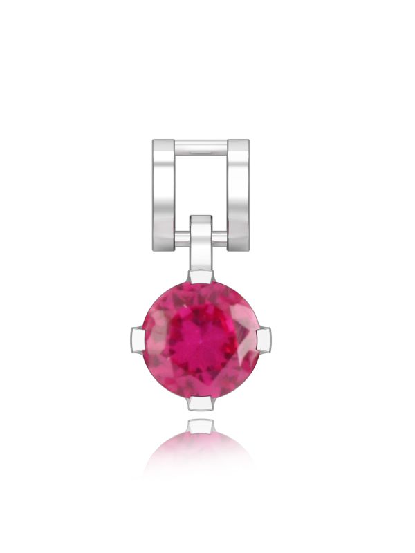 Silgo 925 Sterling Silver Single Stone Pink Cubic Zirconia Rhodium Plated Solitaire Pendant Jewelry