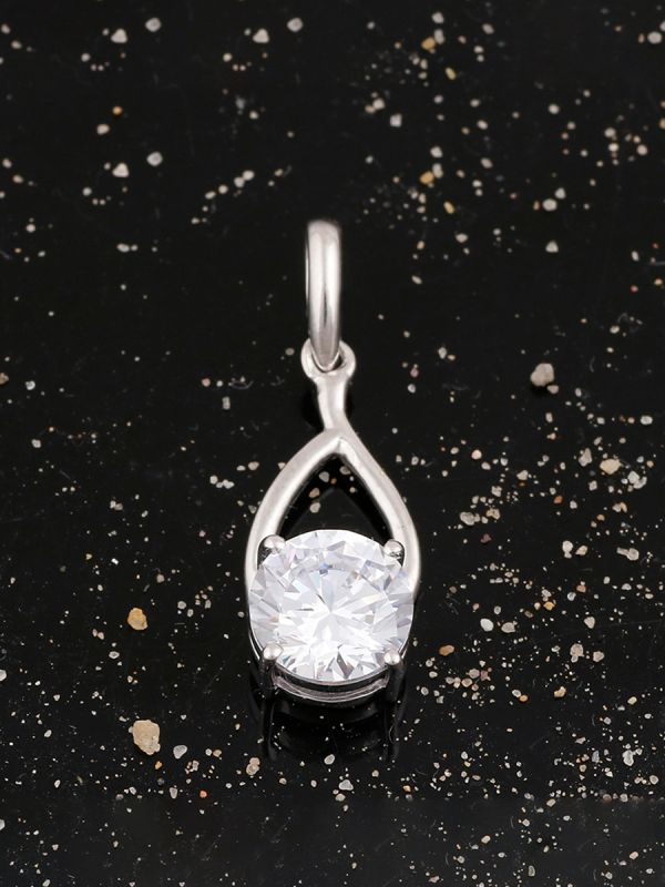 925 Sterling Silver Rhodium Plated Cubic Zirconia Anniversary Women Pendant