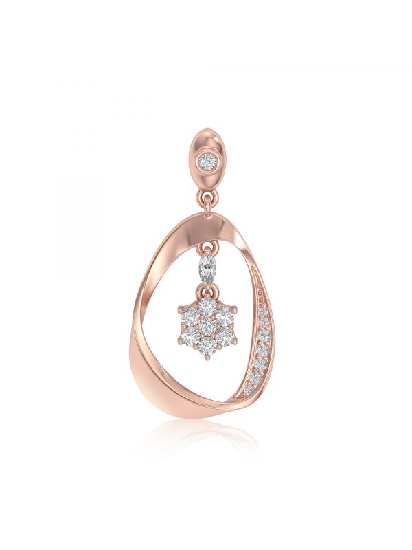 Silgo 925 Sterling Silver Cubic Zirconia Rose Gold Plated Women Pendant Jewelry