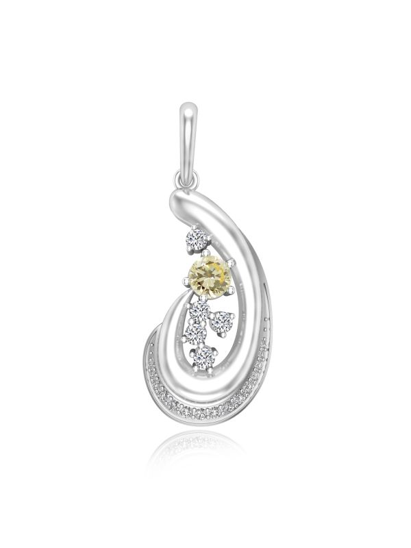 Silgo 925 Sterling Silver Rhodium Plated Cubic Zirconia Stone Pendant Jewelry for Women