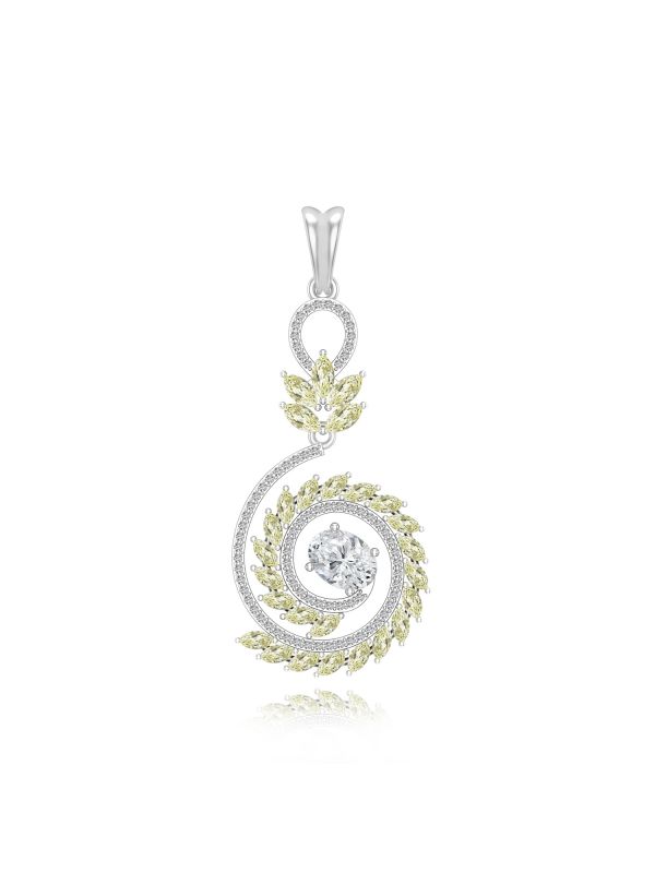 Silgo 925 Sterling Silver Yellow Cubic Zirconia Stone Rhodium Plated Pendant for Women Jewelry