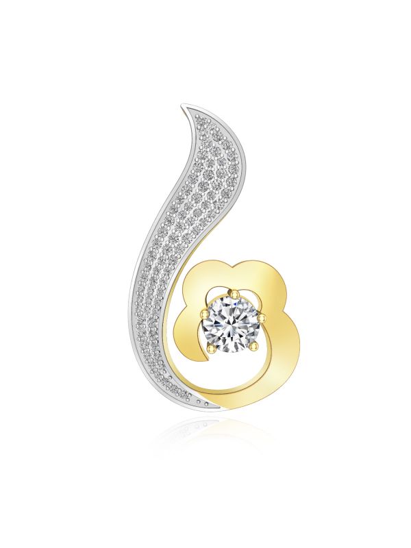 Silgo 925 Sterling Silver White & Gold Plated Cubic Zirconia Women Pendant