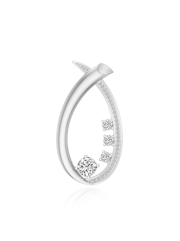 Silgo 925 Sterling Silver Rhodium Plated Cubic Zirconia Pendant for Women