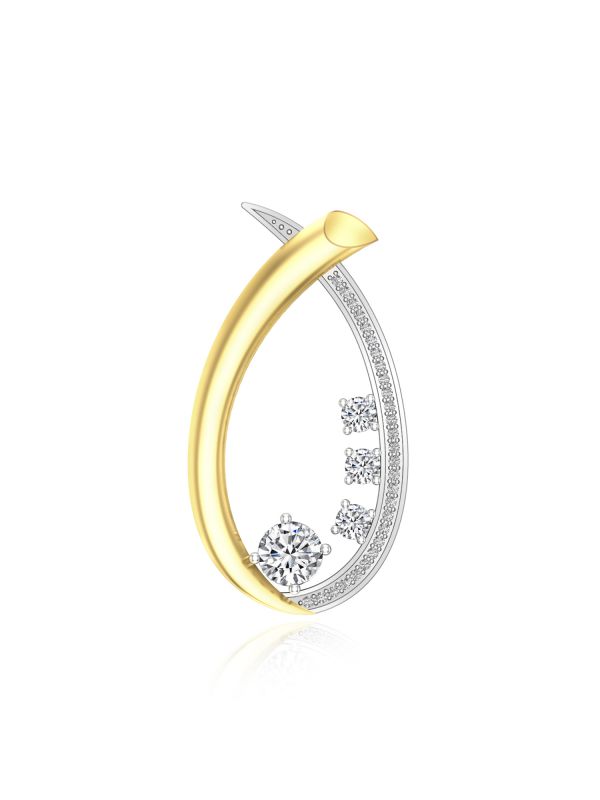 Silgo 925 Sterling Silver Yellow and White Plated Cubic Zirconia Pendant for Girls