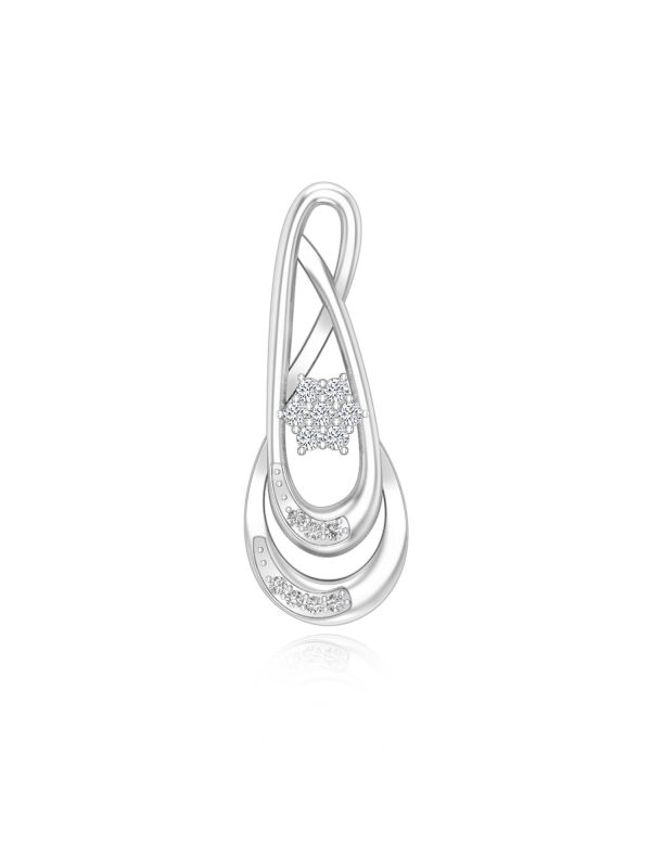 Silgo Silver 925 Sterling Cubic Zirconia Rhodium Plated Women Pendant Jewelry