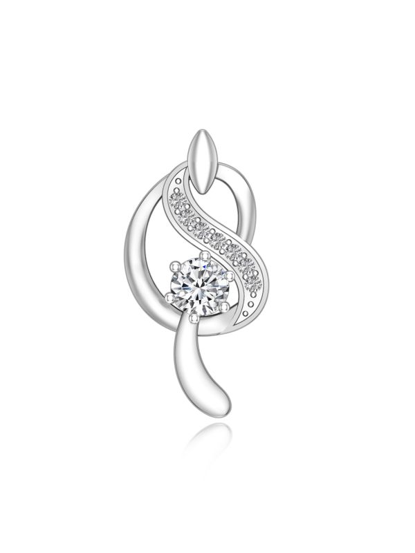 Silgo 925 Sterling Silver Rhodium Plated Cubic Zirconia Pendant for Women