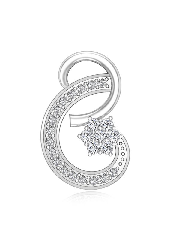 Silgo 92.5 Sterling Silver Cubic Zirconia Rhodium Plated Pendant for Women