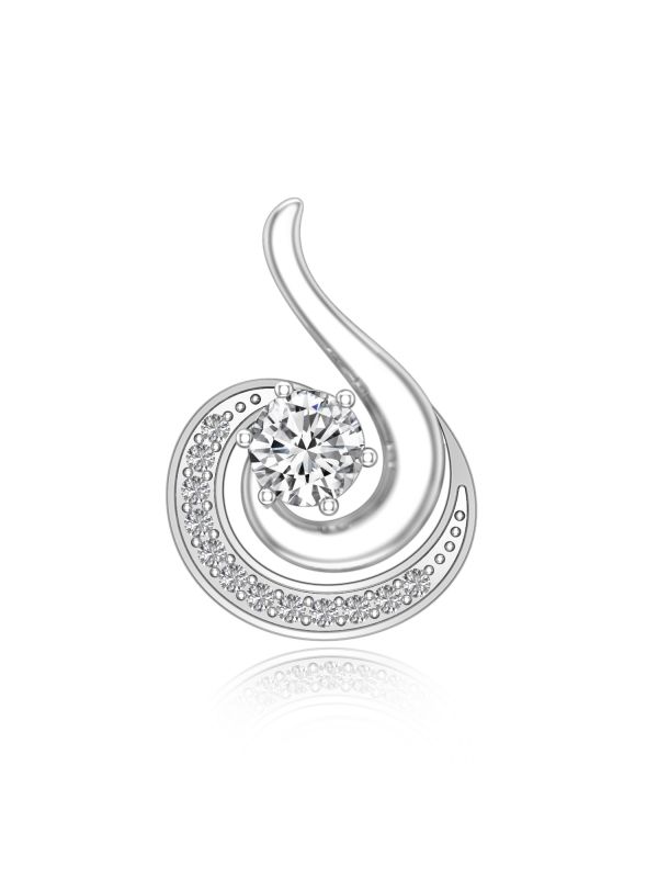 Silgo 925 Sterling Silver Rhodium Plated Cubic Zirconia Stone Pendant for Girl