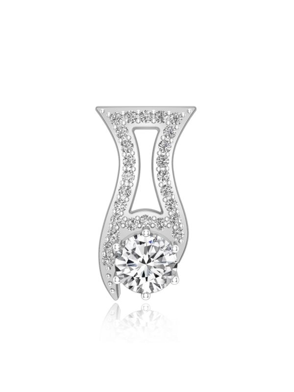 Silgo 925 Sterling Silver Rhodium Plated Cubic Zirconia Pendant for Girls