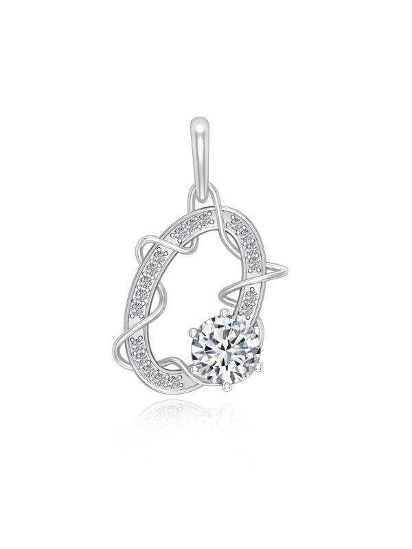 Silgo 92.5 Sterling Silver Cubic Zirconia Rhodium Plated Pendant Gift for Women