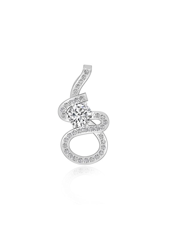 Silgo 925 Sterling Silver Rhodium Plated Cubic Zirconia Curves Pendant for Women