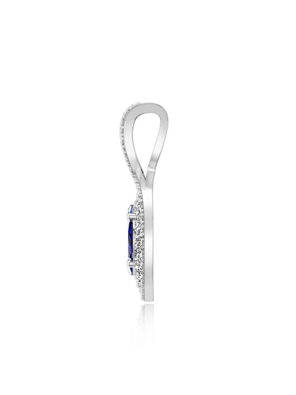 Silgo 925 Sterling Silver Rhodium Plated Blue Cubic Zirconia Pendant for Women Girls